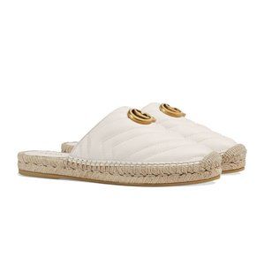 Gucci white Mules with Gold Accent